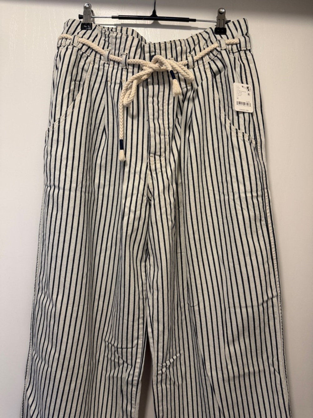 NWT FREE People dakota striped cinched waist pull-on jeans- super cute!!